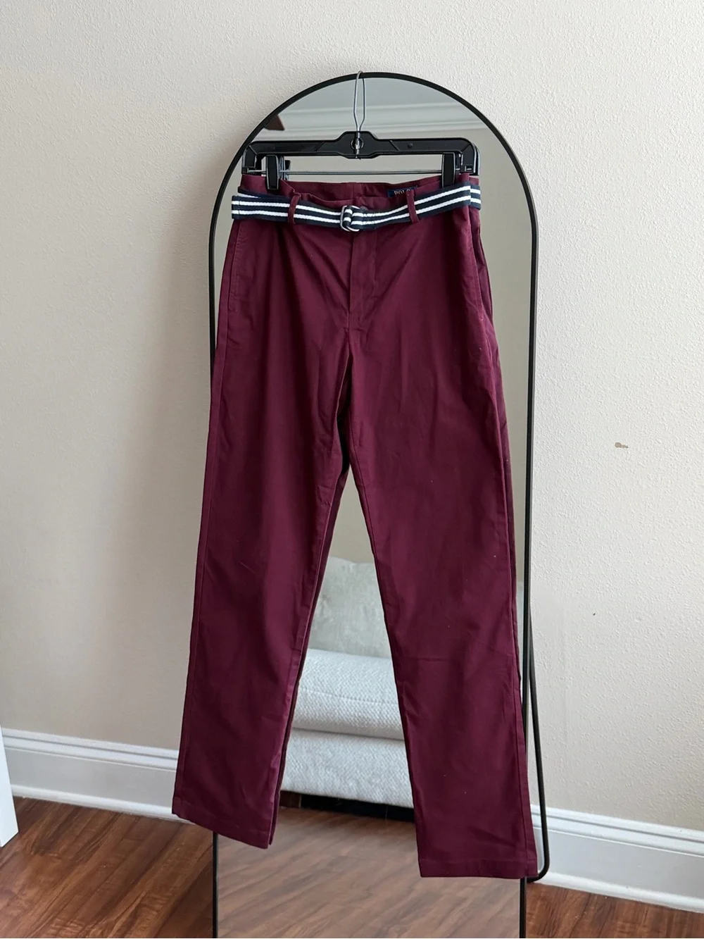 Polo Ralph Lauren Boys Size 18 Burgundy Chino Pants NWT Belted